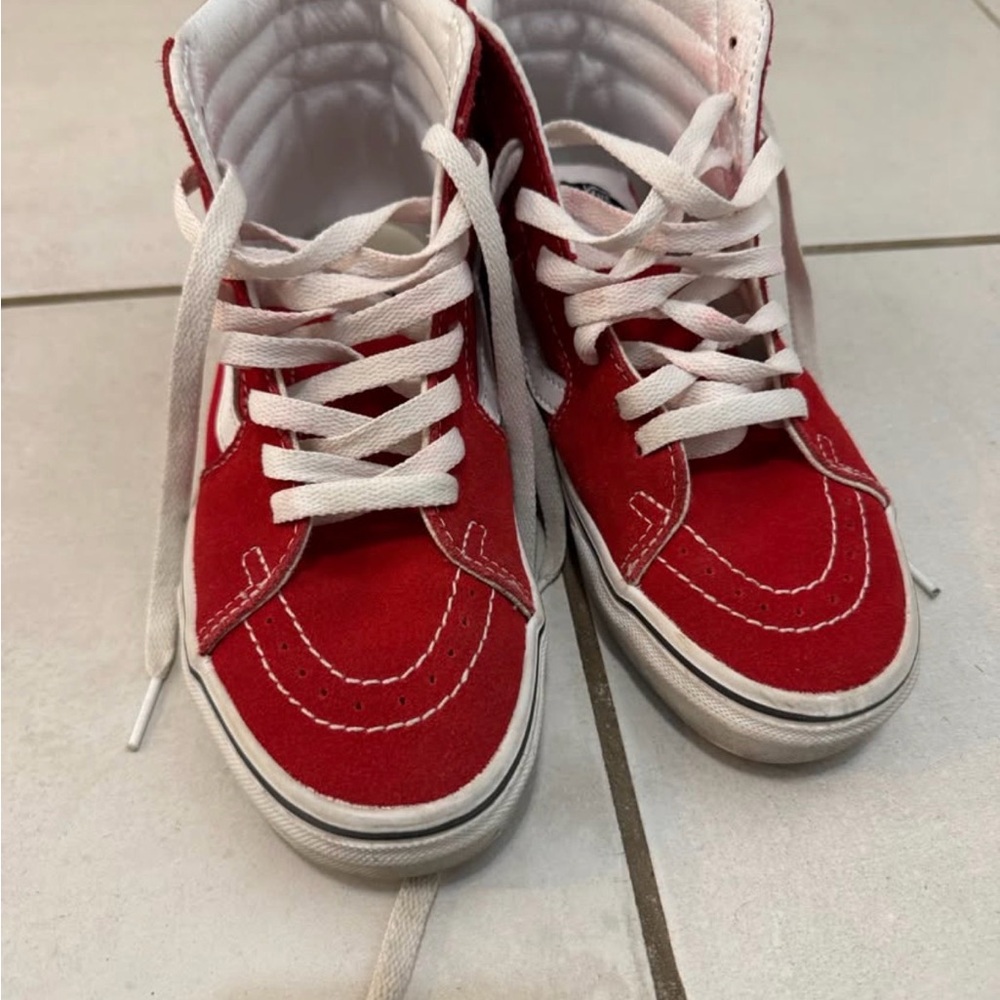 Vans Kids Red and White Sneakers